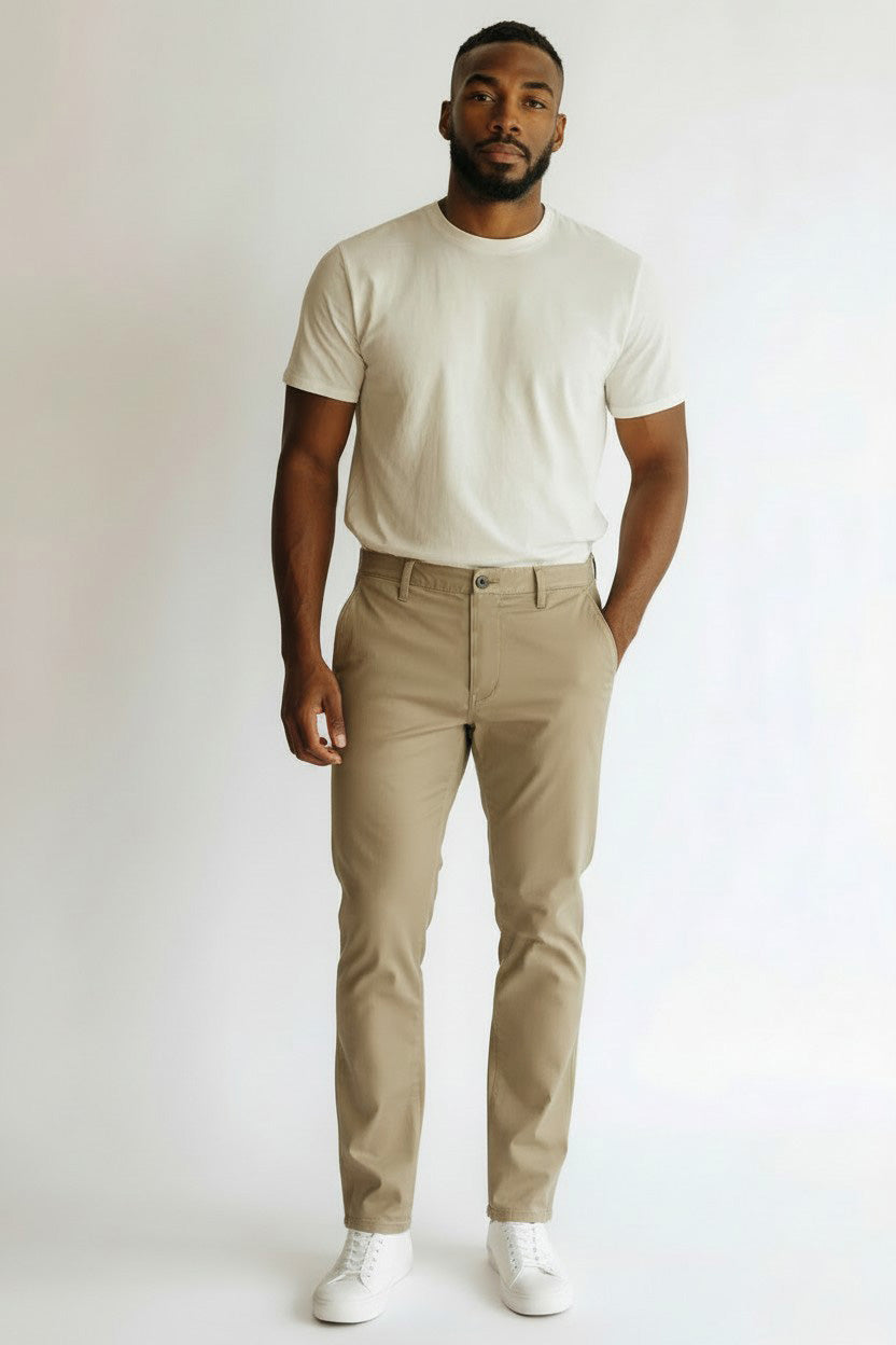 Brushed Cotton Stretch Chino Pants - AVF26104PNT